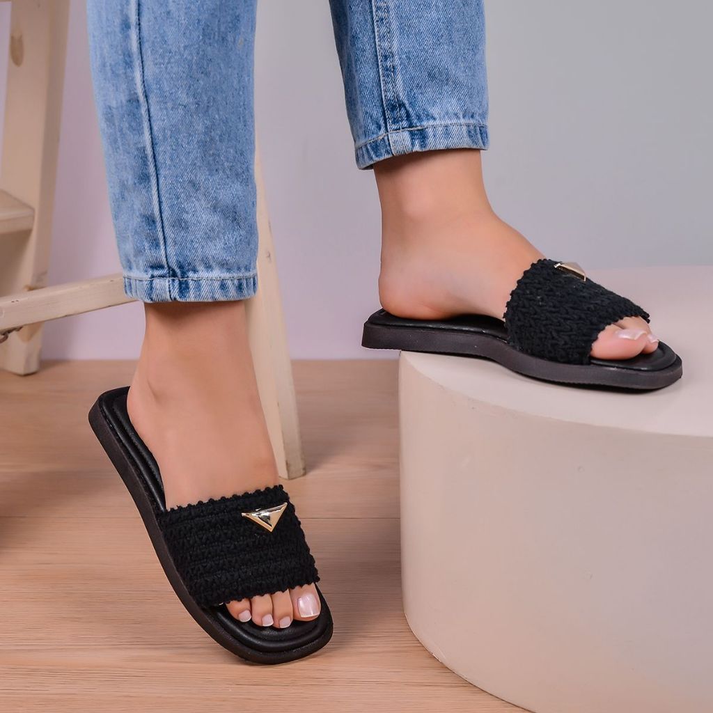 Sandália Rasteira Feminina Confortável Trançada Casual em Oferta na Shopee