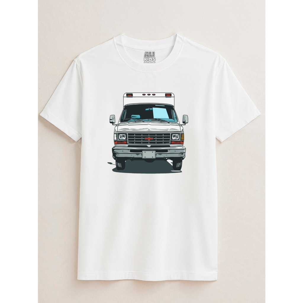 Camisa Van Ambulância Juvenil e Infantil 2 ao 16 anos Unissex Casual 100 Algodao