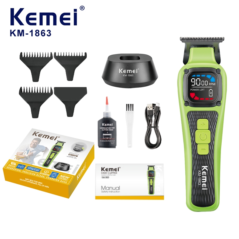 Kemei KM-1863 Fastest Motor 5W PRO Hair Clipper Tipo C Nível Vel Ajustável Lâmina Precisa 9000RPM em Oferta na Shopee