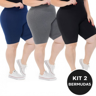 Kit 2 Bermudas Plus Size Feminina Suplex em Oferta na Shopee