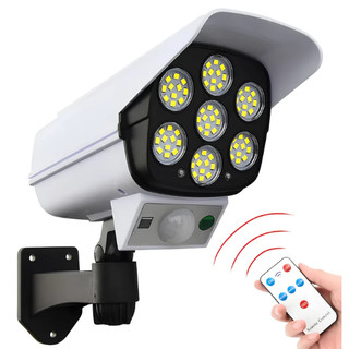 Câmera Falsa Solar Com Sensor Presença Com 77LEDS Antifurto Refletor