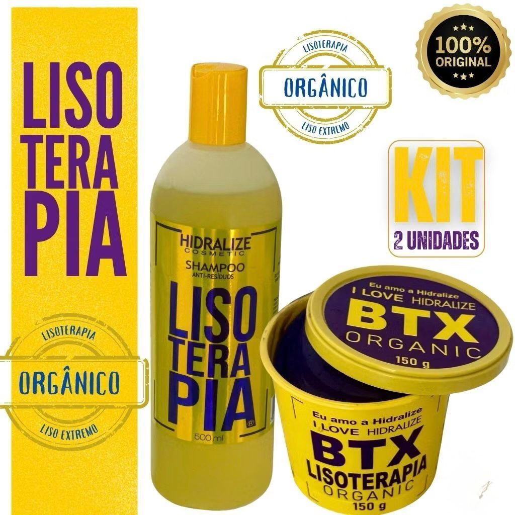 KIT 2 em 1 Combo Progressiva Lisoterapia BTX 400g + Shampoo Anti Resíduos 500ml