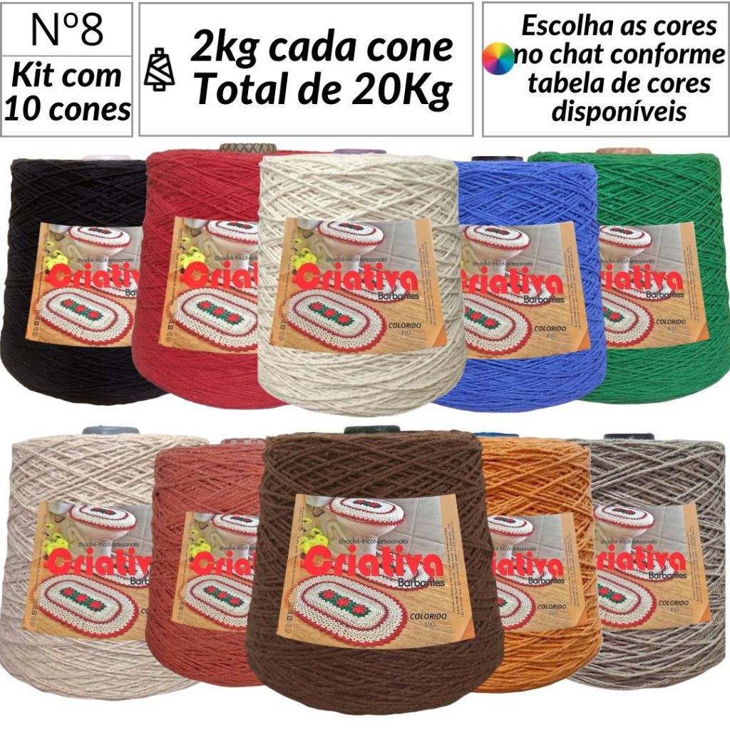 Kit 10 Unidades Barbante Criativa 2Kg N.º 8 em Oferta na Shopee