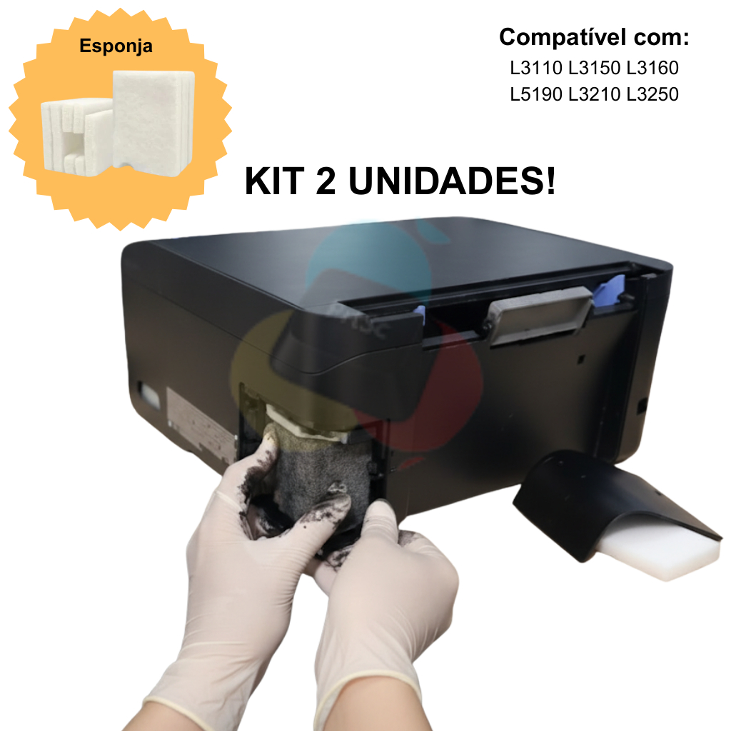 Kit 2 Almofada Esponja Caixa Manutenção P/ Impressora Epson L3150 L3250 L3110 L3210 Feltro Tinta em Oferta na Shopee