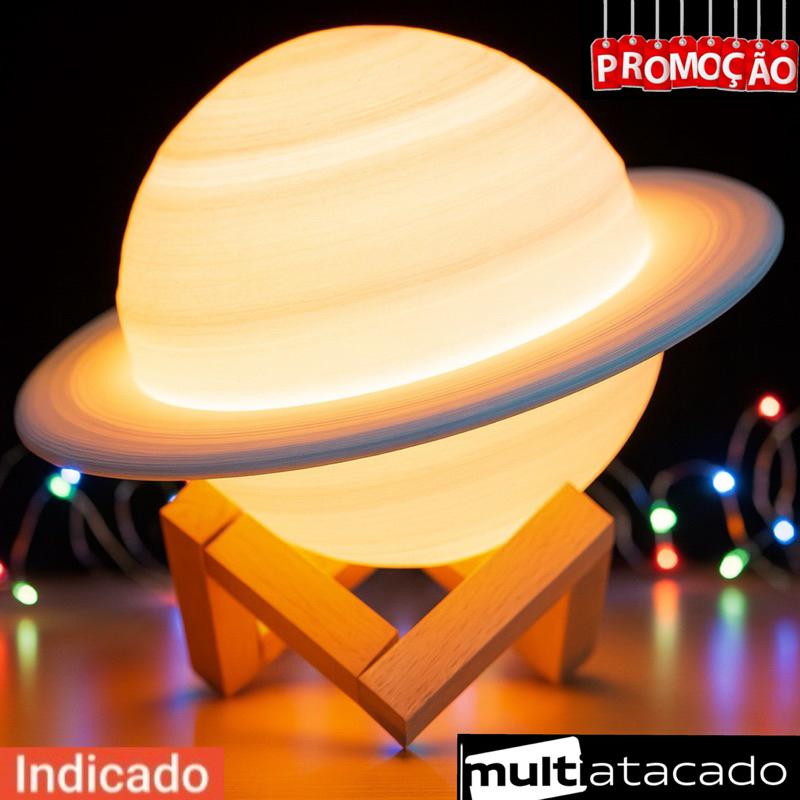 4,3,2,1 Luminaria Elegante Decoração 3D Saturno Enfeite Portatil Iluminação luminárias abaju luz
