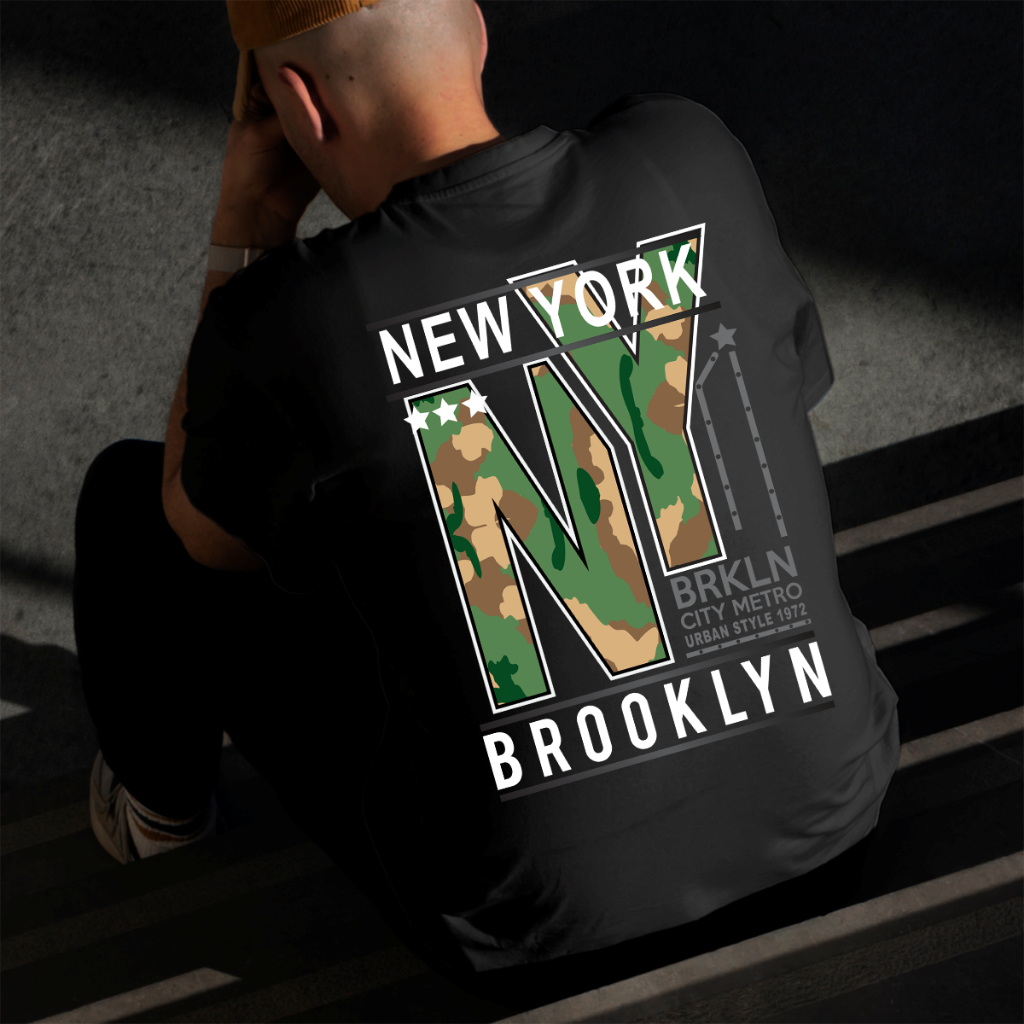 Camiseta Masculina Estampada New York 100% Algodão Estilo Conforto Diário Do Tamanho P ao GG