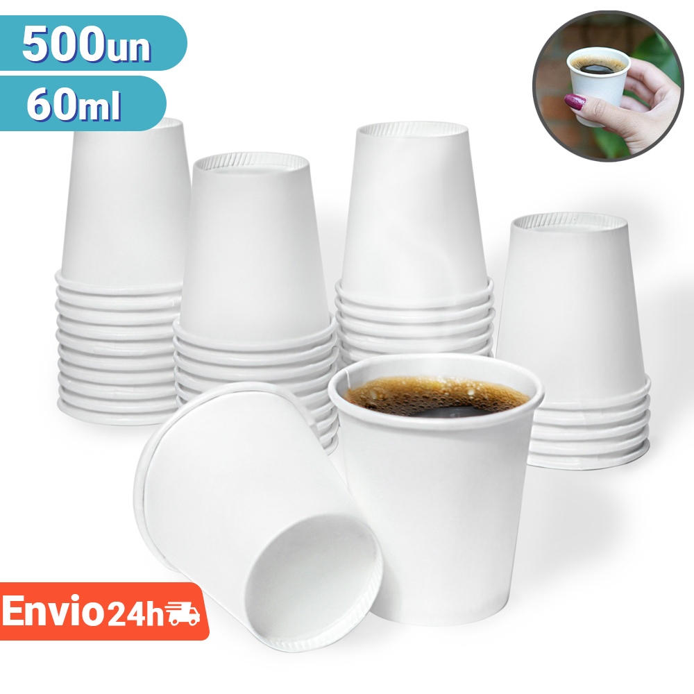 Copo Papel Branco Biodegradável 60ml Copinho de Café 500un