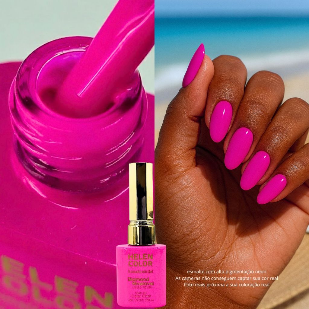 Esmalte em gel Pink neon Diamond Helen Color camada única Verão Rosa Pink