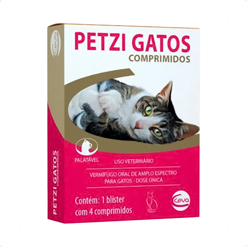 Kit 4 Petzi Gatos (4 Comprimidos) - Vermífugo Oral P/ Gatos