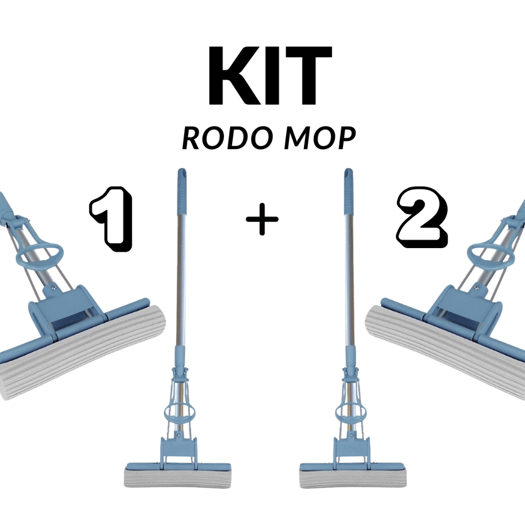 Kit Dois Rodo MOP Limpeza Casa Cozinha Seca Esfregão Resistente Prático Vassoura Escritório em Oferta na Shopee