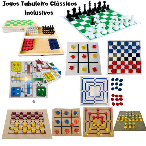 Jogos Tabuleiro Ludo Damas Trilha Jogo da Velha Xadrez Resta 1 Inclusivos