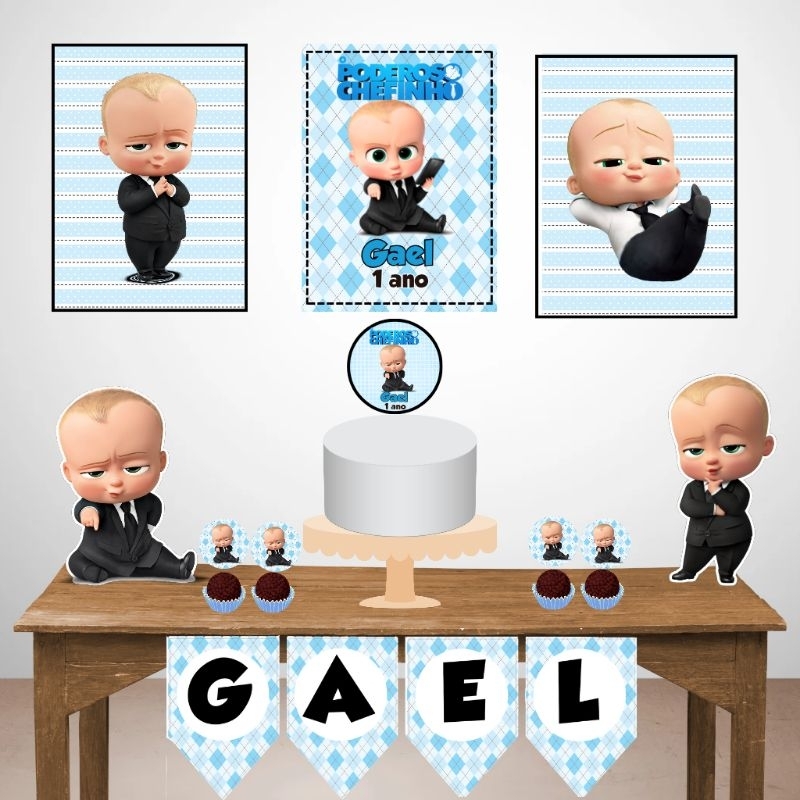 Kit festa poderoso Chefinho personalizado só um bolinho | Mesversário aniversário | Decoração