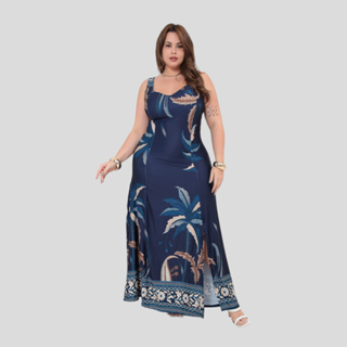 Vestido Longo Alça Plus Size Estampado Florido Soltinho em Oferta na Shopee