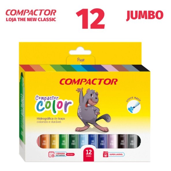 Canetinha Hidrocor Grossa 12 cores