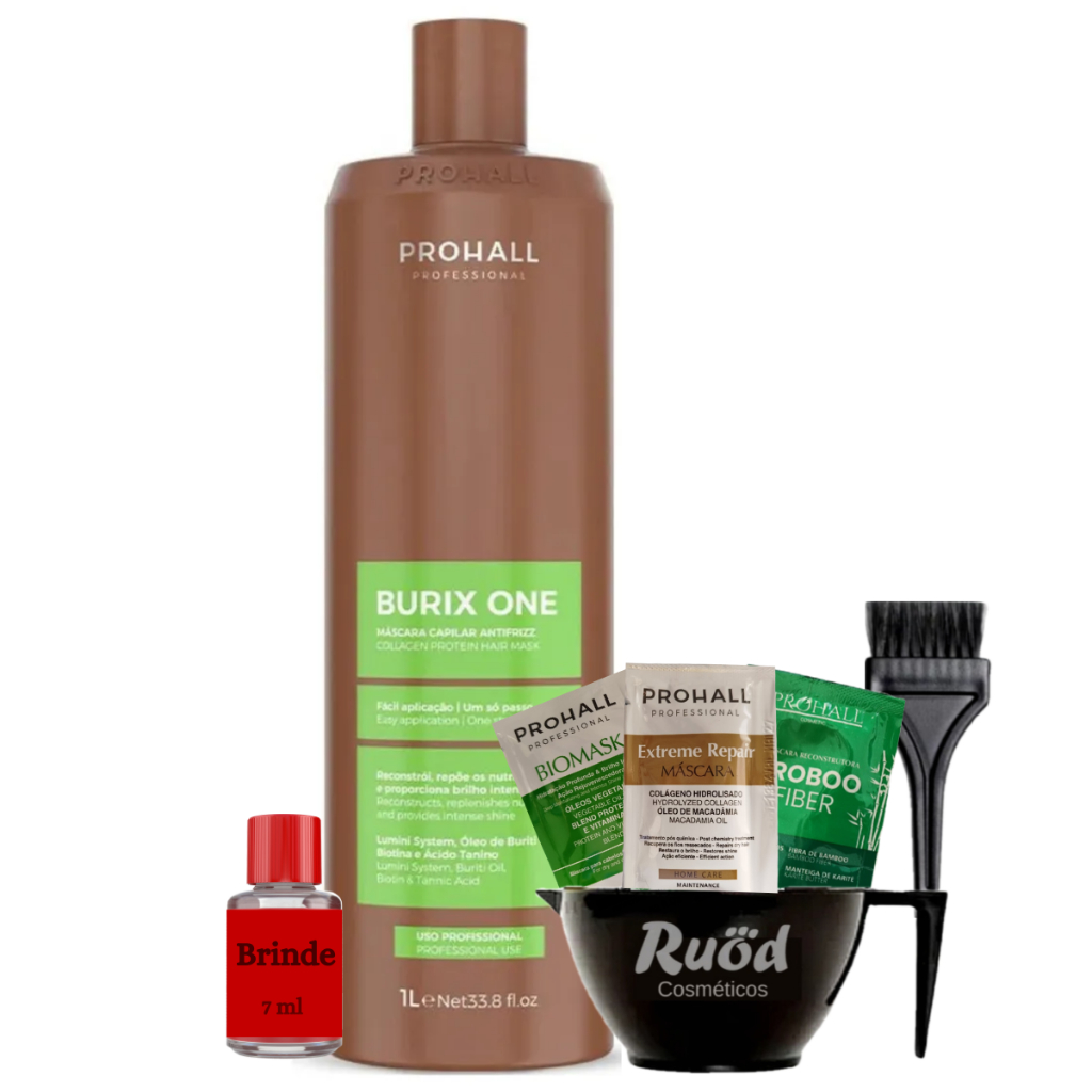 Escova Progressiva Vegana Sem Formol Selagem Organica Profissional Prohall Burix One Mascara Capilar Antifrizz
