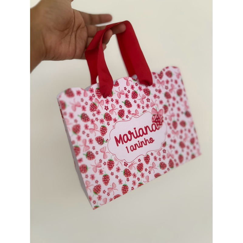 Sacola Surpresa Personalizada Moranguinho 🍓 Festa Infantil • Lembrancinha • Aniversário 1 aninho