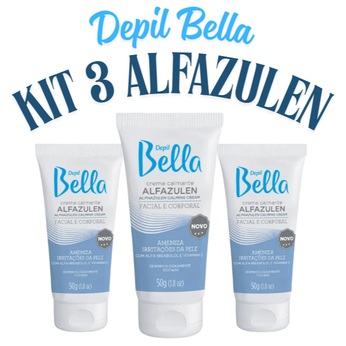Kit c/ 3 Creme Alfazulen Calmante Pós Depilatório Depil Bella - 50g
