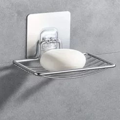 Saboneteira de Inox com Adesivo Sem Furo Fixação Forte Resistente Preta Prata