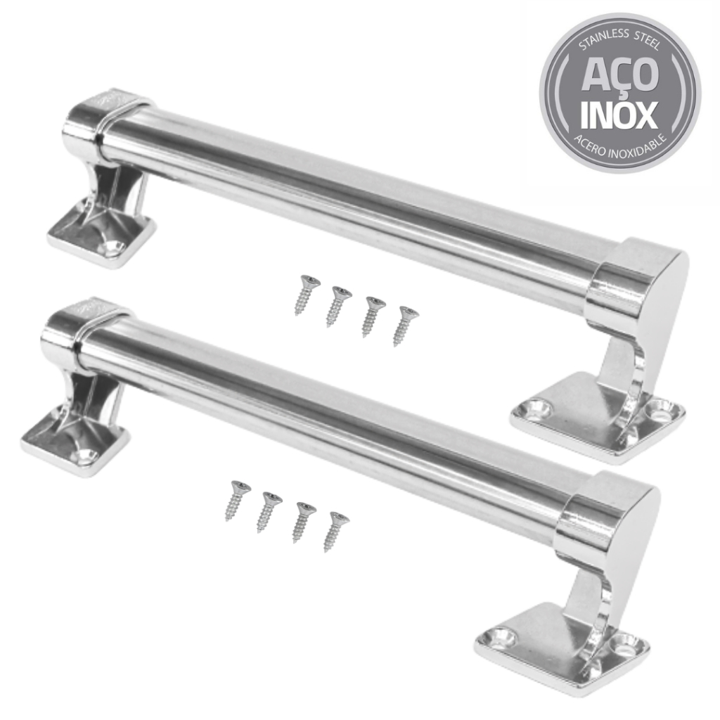 Puxador duplo para portas de abrir e correr em aço inox