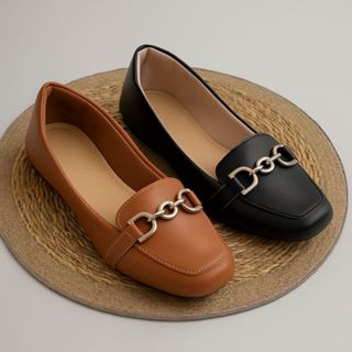 kit 2x Sapatilha Feminina Confortável Luxo Elegante Sapato Feminino Mocassim Bico Quadrado em Oferta na Shopee