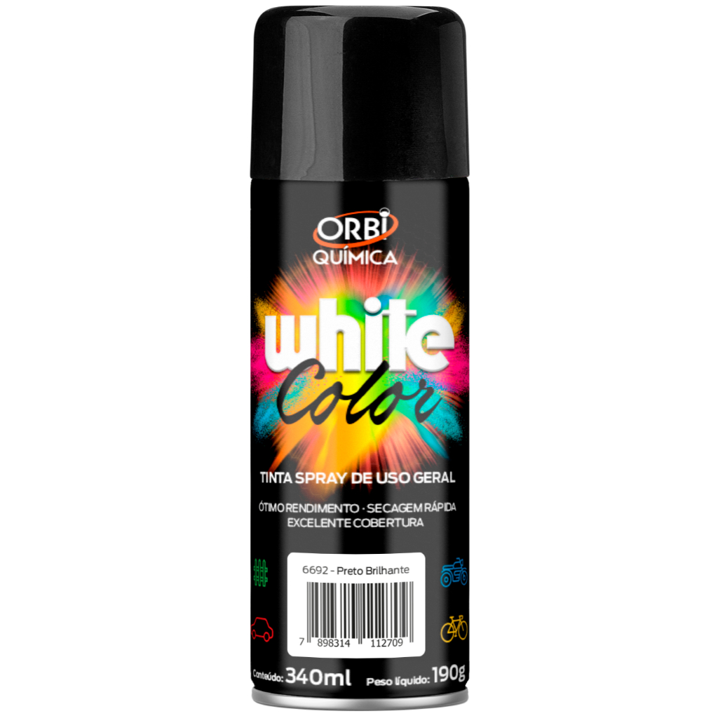 Tinta Spray Preto Brilhante Uso Geral Carro Moto Orbi em Oferta na Shopee