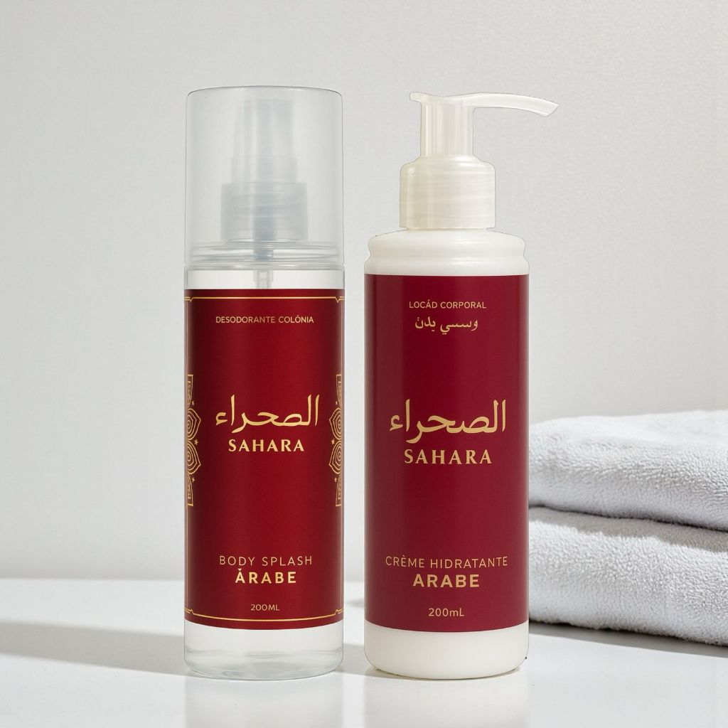 Kit Feminino Árabe Sahara Body Splash e Creme Corporal 200ml Cada