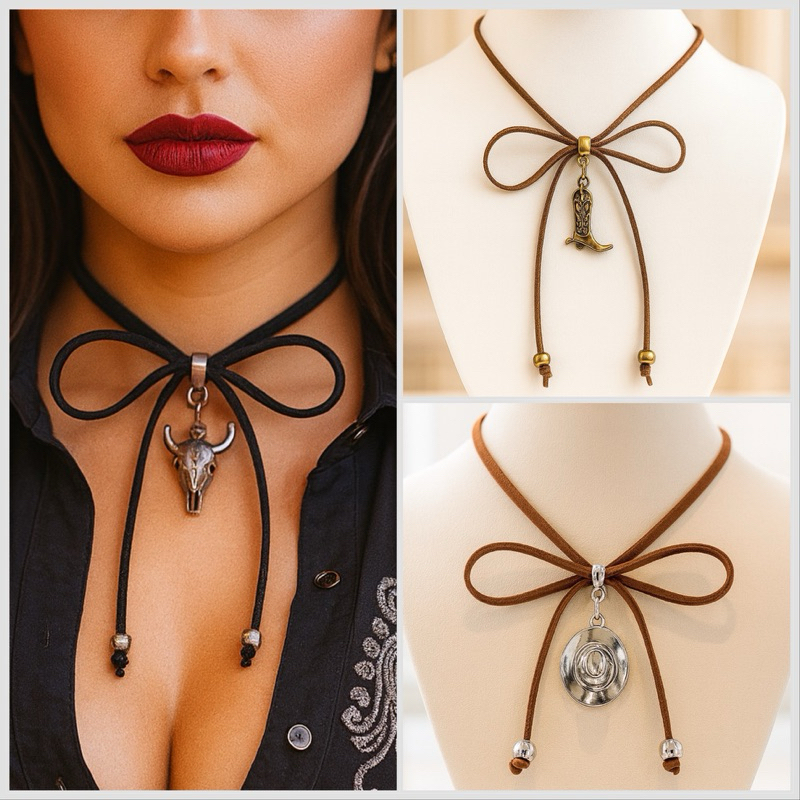 Colar Country Estilo Rodeio com Pingente Folheado Western Fashion em Oferta na Shopee