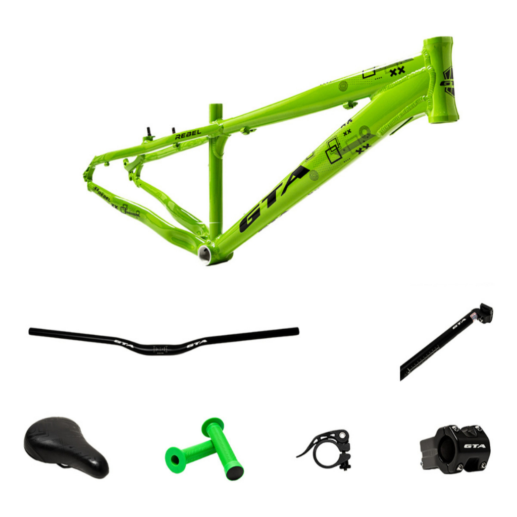 Kit Quadro Bike Gta Rebel Aro 26 Freeride Alumínio Cor Verde Tamanho Del Quadro Único