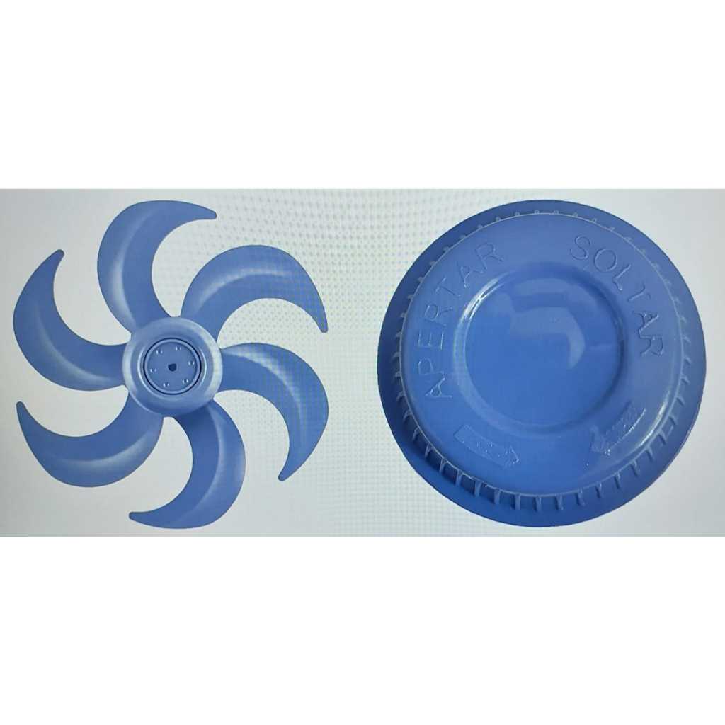 KIT HELICE + PORCA VENTILADOR MONDIAL 30CM 6 PÁS EIXO MEIA LUA AZUL ORIGINAL