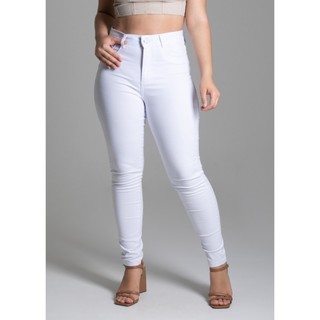 Calça Jeans Skinny Feminina Sawary Branca Levanta Bumbum