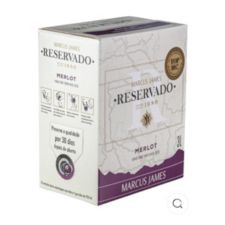 VINHO TINTO MARCUS JAMES MERLOT BAG 3L em Oferta na Shopee