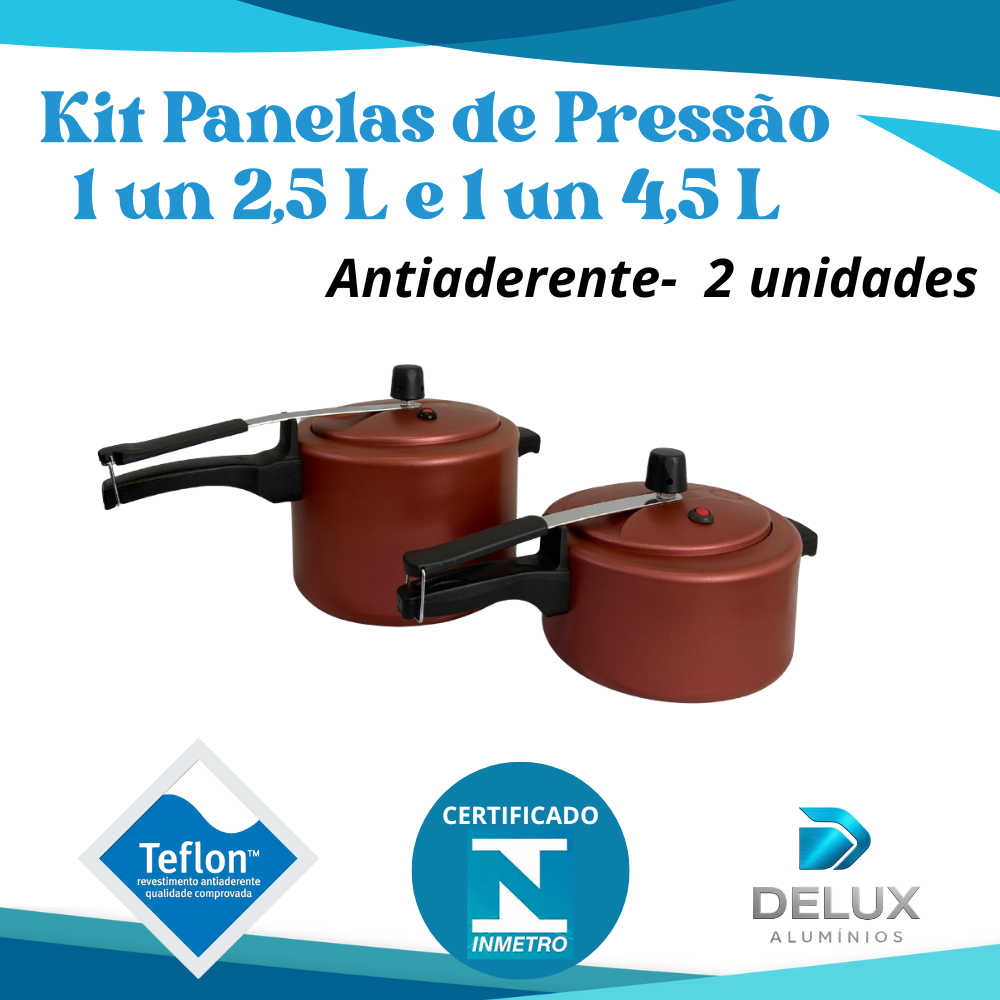 Conjunto de Panelas de Pressão 2,5 Litros e  4,5 Litros – Antiaderente