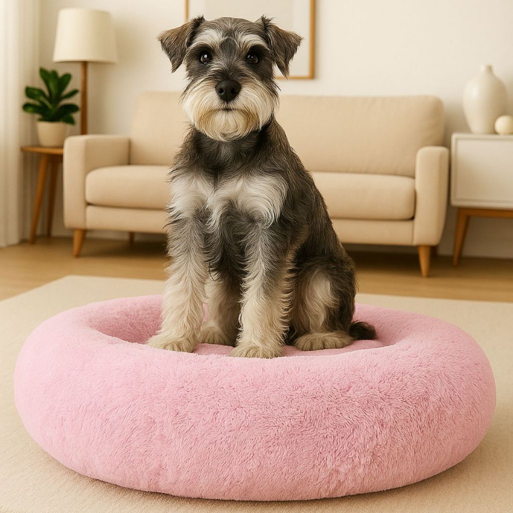 Cama Pet de Pelúcia Redonda Tamanho G Para Caes e Gatos Quentinha e Confortável Qualidade Premium