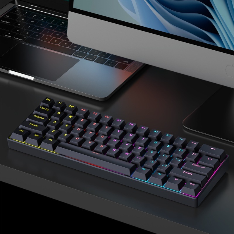 Teclado Mecânicos apoiar Conexão Sem Fio de 2,4 Ghz/ Com Fio RGB LED Iluminado Com 68 Teclados Gamer/ Escritório