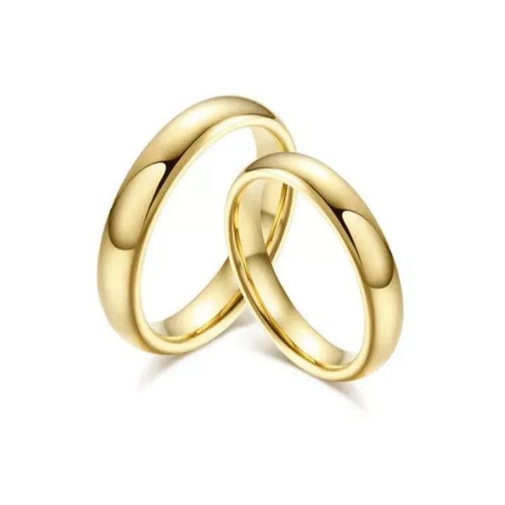 Aliança Tungstênio trdicional  Anatômica Casamento / Noivado 4mm Folheada Ouro 18K