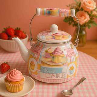 Chaleira Jarra Bule 2,5 Litros Inox Esmaltada Modelo Cake Alça Térmica Estampa Florida em Oferta na Shopee