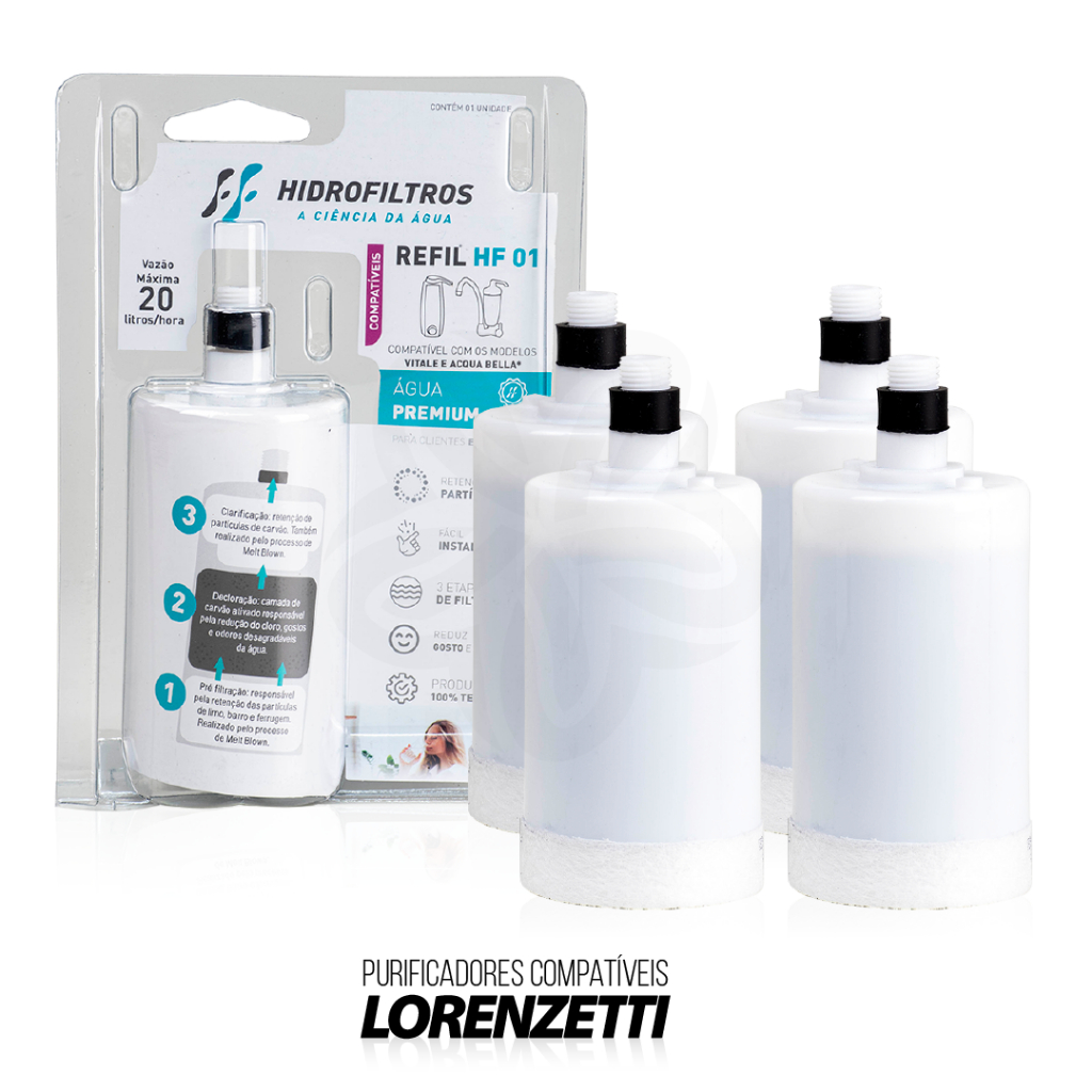 kit Até 4 Refil Vela Para Filtro Água Torneira Purificador Lorenzetti Acqua Bella Vitale Rv-01 em Oferta na Shopee