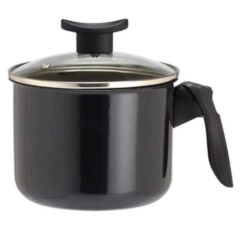 Leiteira  Decor Antiaderente para fogões de Indução ou  Gás Tampa De Vidro  Preta
