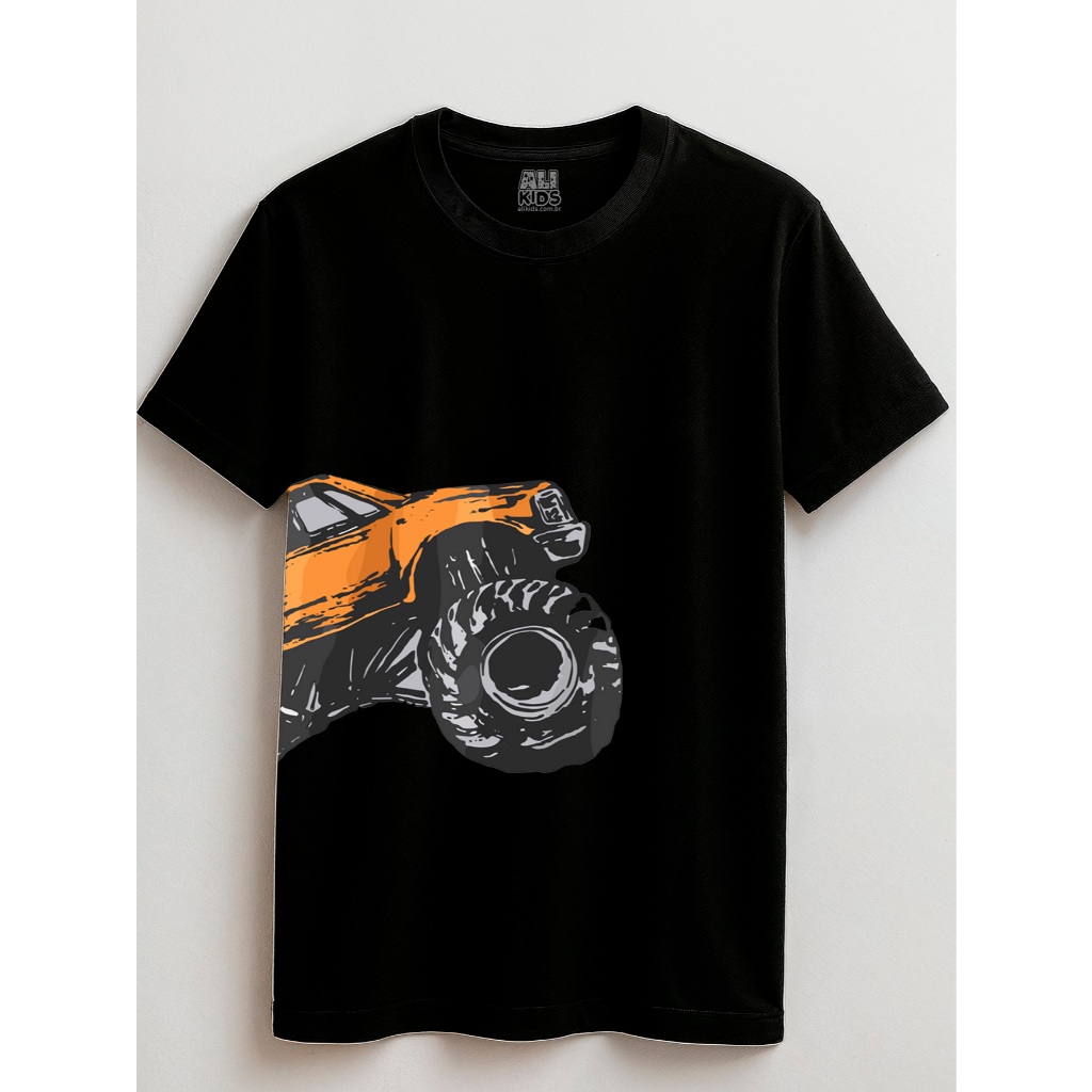 Camiseta Monster Truck Unissex Juvenil e Infantil 2 ao 16 anos Verão