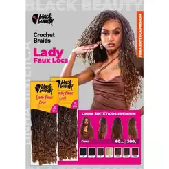 Cabelo Fibra Orgânica Crochet Braids Black Beauty Estilo Lady Faux Locs Tamanh:60cm (300g)