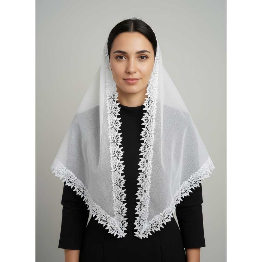 Veu Ccb Renda Branca Flor Delicada N593