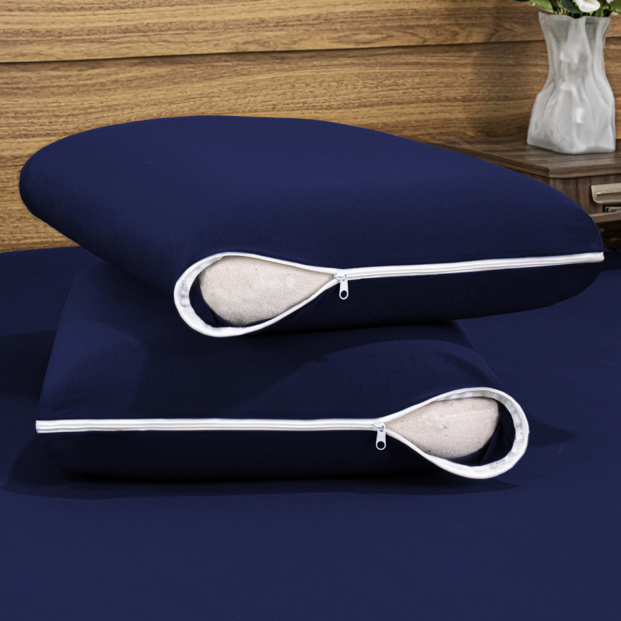 Kit Capa Protetora de Travesseiro 4 Peças - Fronha em Malha Gel (Helanca) 50cm x 70cm com Zíper