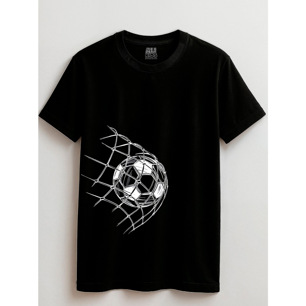 Camiseta Bola na Rede Futebol Juvenil e Infantil 2 ao 16 anos Menina Menino Esporte Estiloso