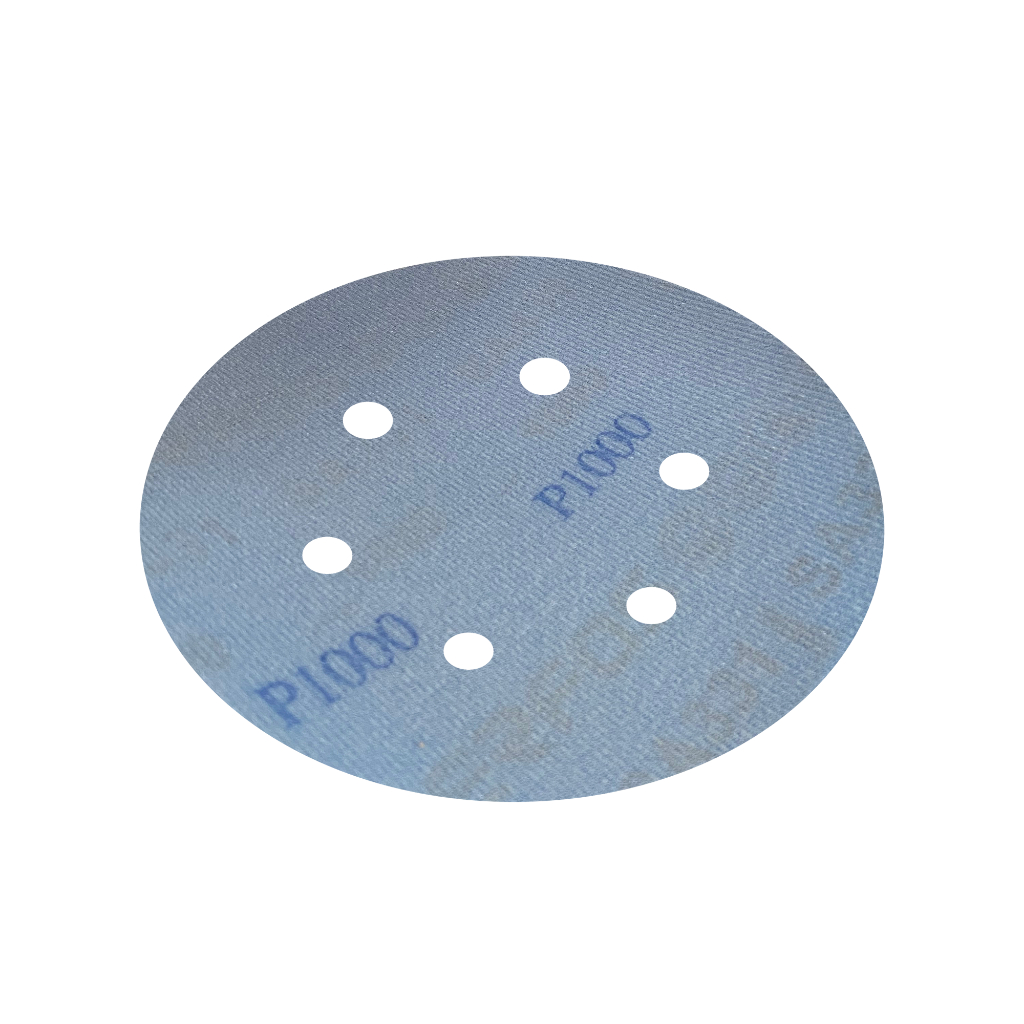 Kit 50 Discos Lixa hookit com Base Velcro 6 Polegadas C/ 6 furos - 150mm - Disco para usar com água ou Seco — imagem 2 de 2
