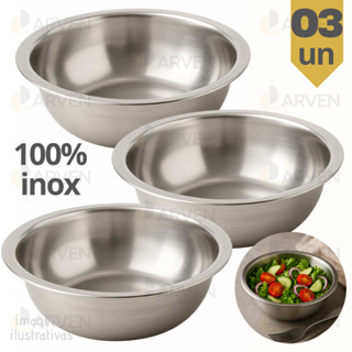 Jogo 3 Tigelas 15cm De Inox Multiuso Laradore Bowl Saladeira em Oferta na Shopee