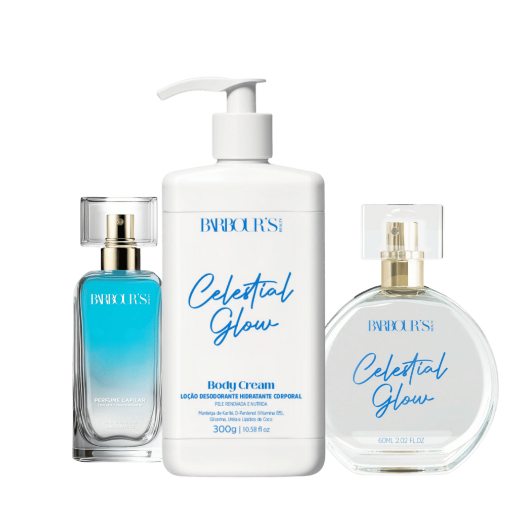 Kit Creme Hidratante Colônia Perfume Capilar Celestial Glow Barbour's Beauty