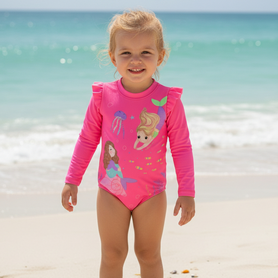Maiô Menina Infantil Piscina Praia Natação Proteção Uv 50+ Sereia Kukiê