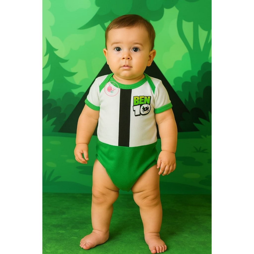 body fantasia bodie Ben 10 menino bebê desenho animado roupa mesversario menino