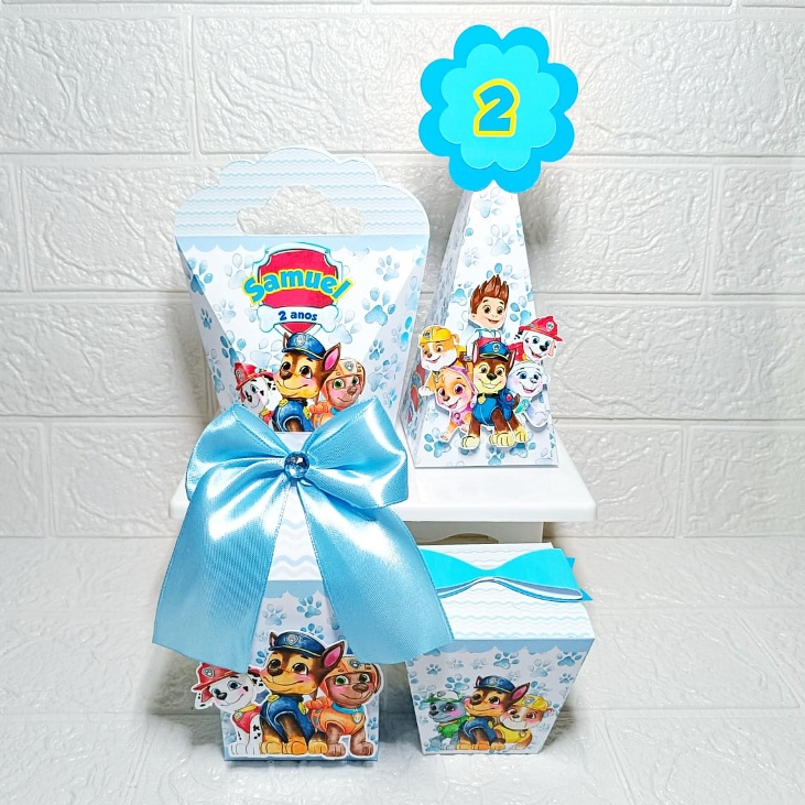 KIT CAIXAS PATRULHA CANINA AQUARELA/ PATRULHA CANINA PERSONALIZADA + BRINDE LEMBRANCINHA DE FESTA - MESVERSARIO