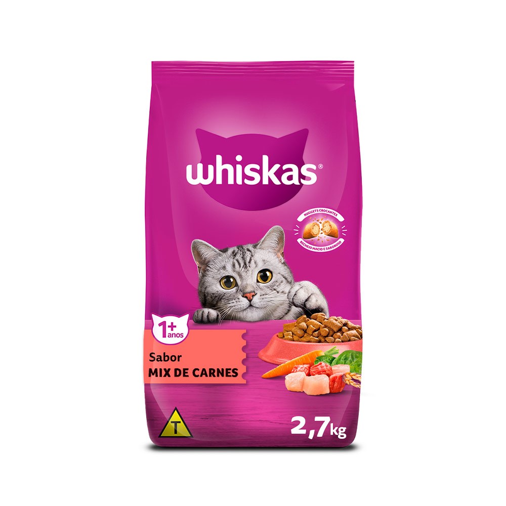 Ração Whiskas para Gatos Adultos Sabor Mix de Carnes 2,7 kg